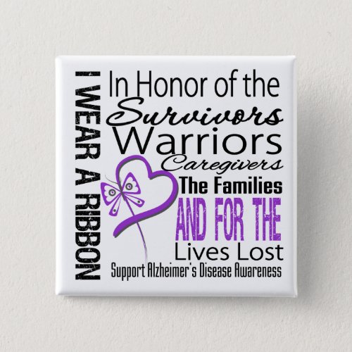 In Honor Tribute Collage Alzheimers Disease Pinback Button