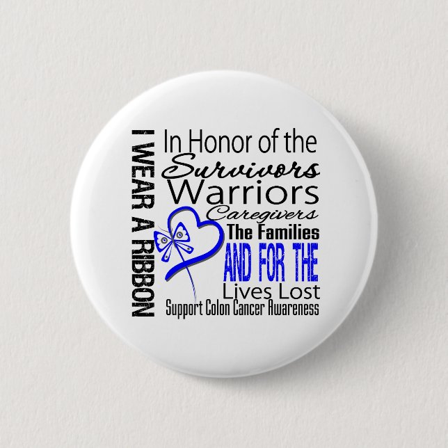 In Honor Tribute Collage Tribute Colon Cancer Button (Front)