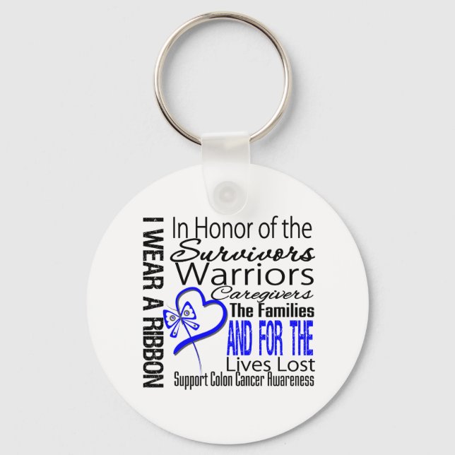 In Honor Tribute Collage Tribute Colon Cancer Keychain (Front)