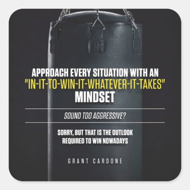 In It To Win It Mindset - Workout Motivational Square Sticker (Front)