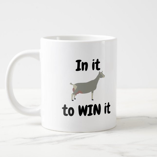 In it to WIN it - Toggenburg Dairy Goat Giant Coffee Mug (Left)
