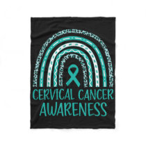 In January We Wear Teal And White Cervical Cancer  Fleece Blanket