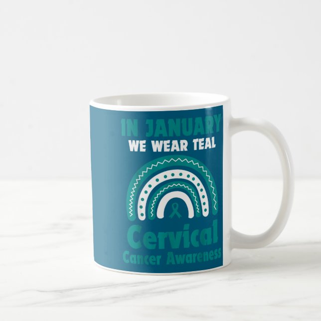 In January We Wear Teal Cervical Cancer Awareness  Coffee Mug (Right)