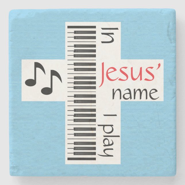 In Jesus' Name I Play Stone Coaster (Front)