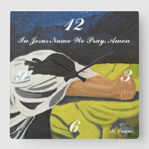 In Jesus Name We Pray Square Clock