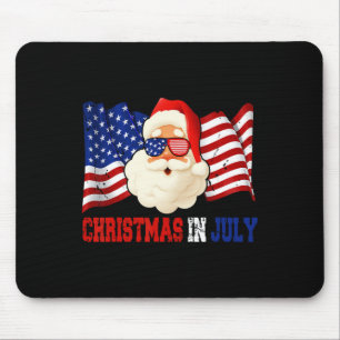 In July Hawaiian Santa American Pride 4th July Mouse Pad