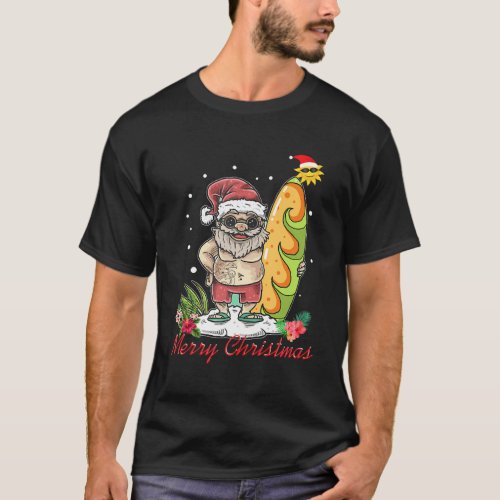 In July Party Santa Surfing T_Shirt