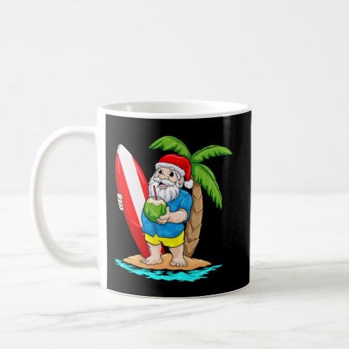 In July Santa Hawaiian Surfing Summer Surf Coffee Mug