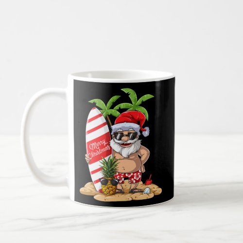 In July Santa Surf Hawaiian Summer Surfing Coffee Mug