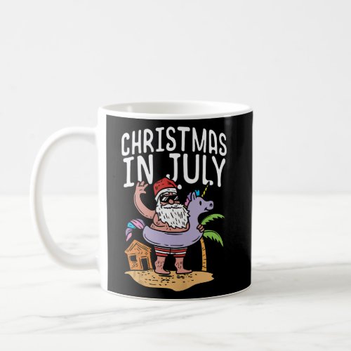 In July Santa Unicorn Floater Summer Coffee Mug