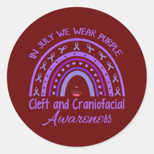 In July We Wear Purple Cleft and Craniofacial Classic Round Sticker