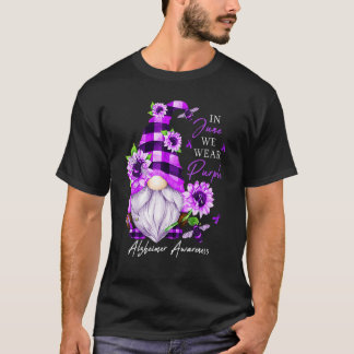 In June We Wear Purple Alzheimer Awareness Gnome T-Shirt