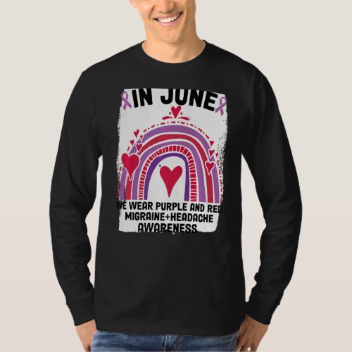In June Wear Purple And Red Migraine And Headache  T_Shirt