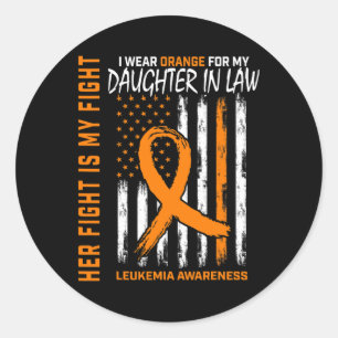 In Law Leukemia Cancer Awareness American Flag Classic Round Sticker