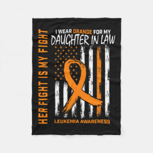 In Law Leukemia Cancer Awareness American Flag Fleece Blanket