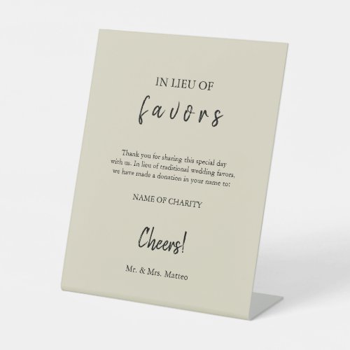 In Lieu Favors Eco_Friendly Charity Wedding Sign
