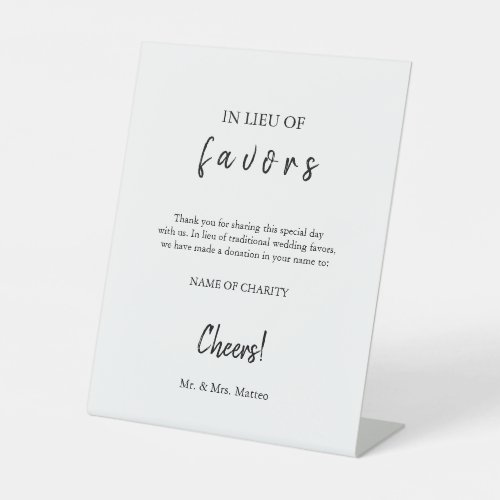 In Lieu Favors Eco_Friendly Charity Wedding Sign