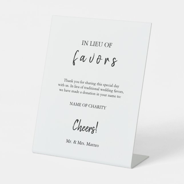 In Lieu Favors Eco-Friendly Charity Wedding Sign (Front)