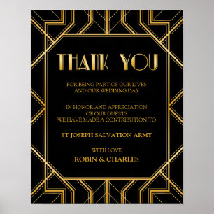 In Lieu of Favor Wedding Sign   Gatsby Art Deco