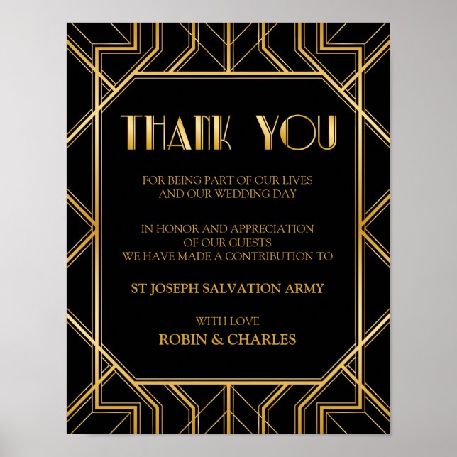 In Lieu of Favor Wedding Sign | Gatsby Art Deco (Front)
