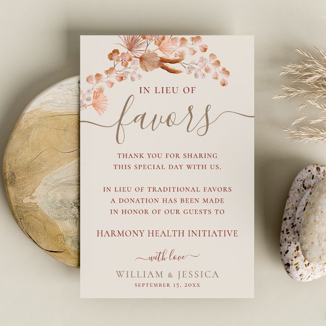 In Lieu of Favors Bohemian Wedding Donation Card (Creator Uploaded)