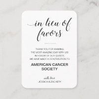 In Lieu Of Favors Charity Donate Black Wedding