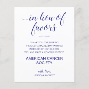 In Lieu Of Favors Charity Donate Navy Blue Wedding