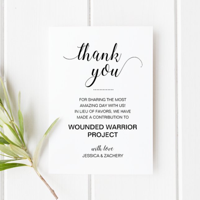 In Lieu Of Favors Charity Donate Thank You Wedding Place Card (Creator Uploaded)