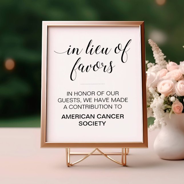 In Lieu Of Favors Charity Donation Wedding Sign (Creator Uploaded)