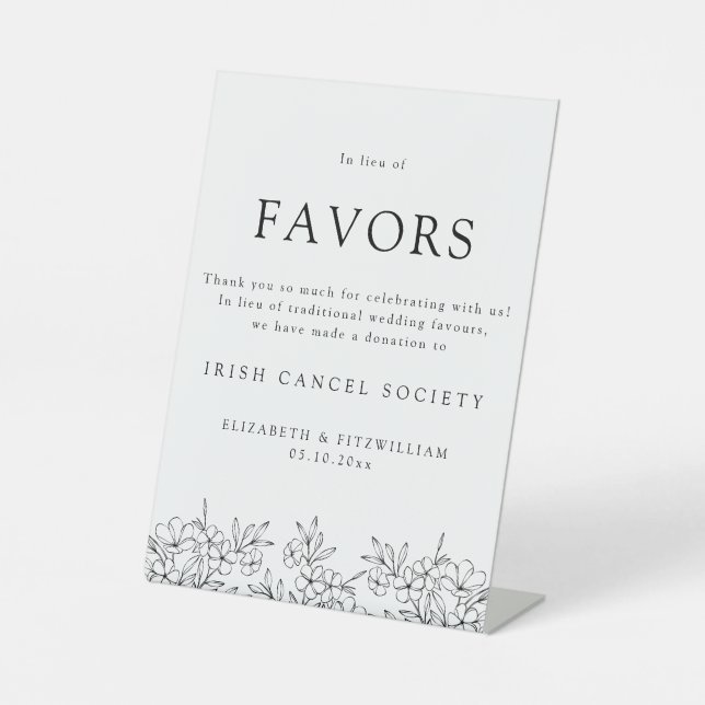 In Lieu Of Favors Elegant Pink Cherry Blossom Pedestal Sign (Front)