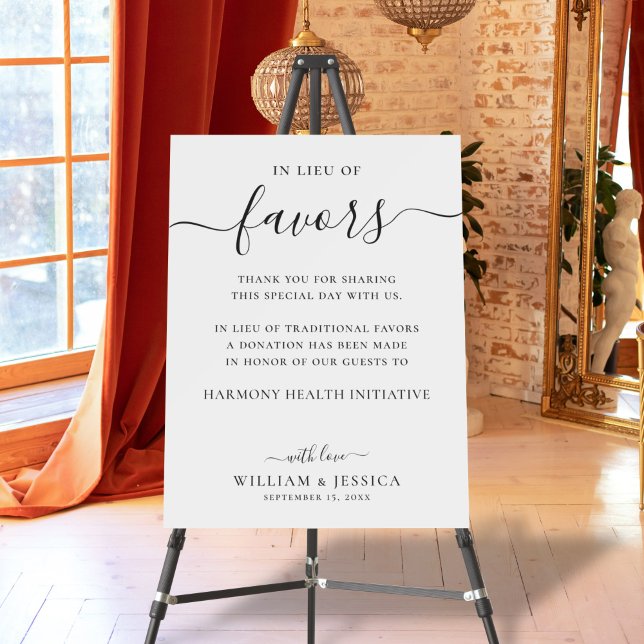 In Lieu of Favors Elegant Wedding Donation Foam Board (Creator Uploaded)