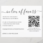 In Lieu of Favors For Wedding Charity With QR Code (Front)