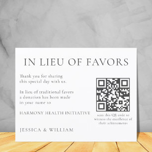 In Lieu of Favors For Wedding Charity With QR Code