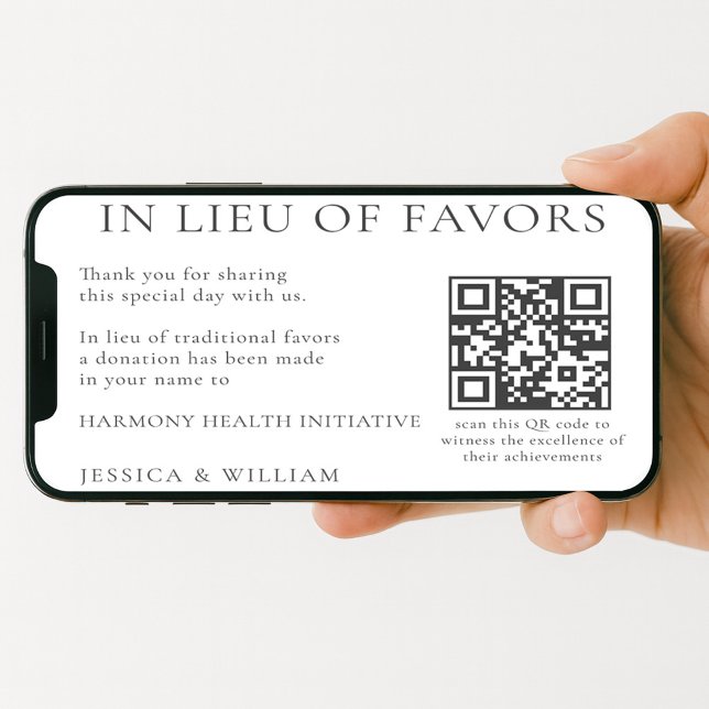 In Lieu of Favors For Wedding Charity With QR Code Card (Creator Uploaded)