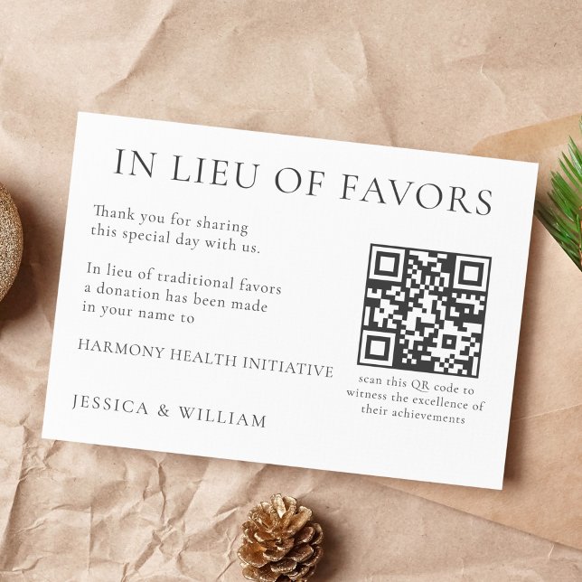 In Lieu of Favors For Wedding Charity With QR Code Enclosure Card (Creator Uploaded)