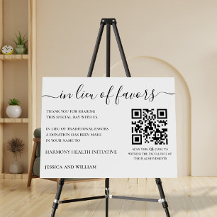 In Lieu of Favors For Wedding Charity With QR Code Foam Board