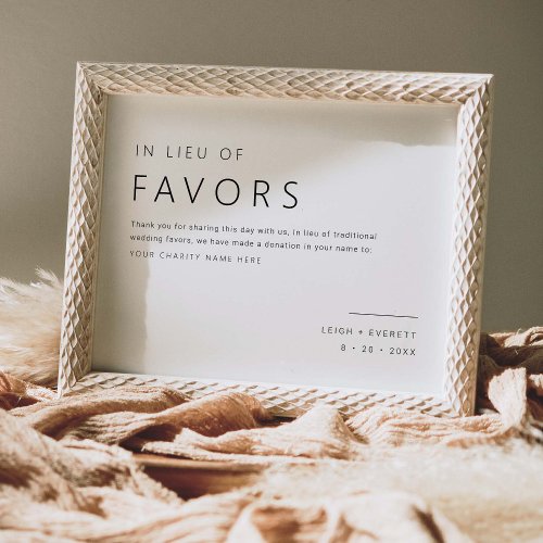 In Lieu of Favors Gift Table Sign Wedding Decor