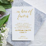 In Lieu Of Favors Gold Charity Donation Wedding Place Card