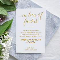 In Lieu Of Favors Gold Charity Donation Wedding Place Card