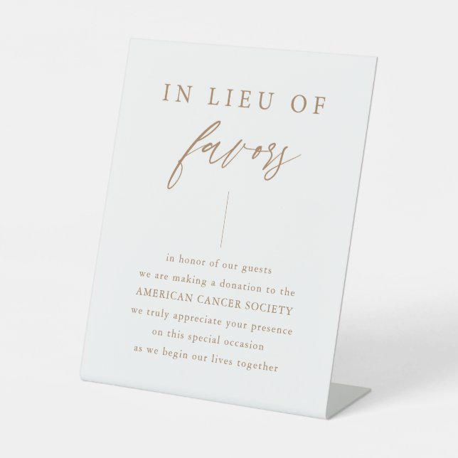 In Lieu Of Favors Gold Wedding Donation Sign (Front)