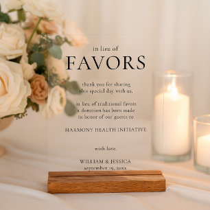In Lieu of Favors Minimalist Wedding Donation Acrylic Sign