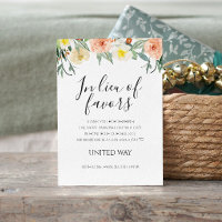 In Lieu Of Favors Peach Flowers Charity Wedding