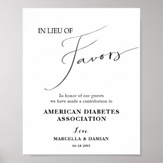 In lieu of favors sign poster