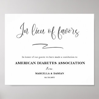 In lieu of favors sign Tabletop Plaque with Easel