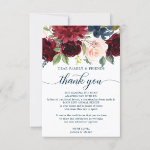 In Lieu of Favors Thank You Place Card