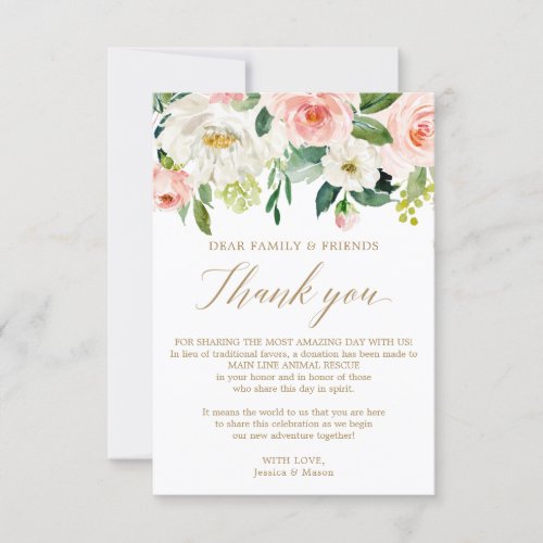 In Lieu of Favors Thank You Place Card Blush