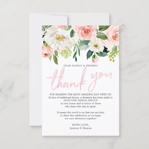 In Lieu of Favors Thank You Place Card Floral