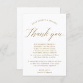 In Lieu of Favors Thank You Place Card Gold | Zazzle