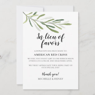 In Lieu of Favors Wedding Donation Sign Invitation