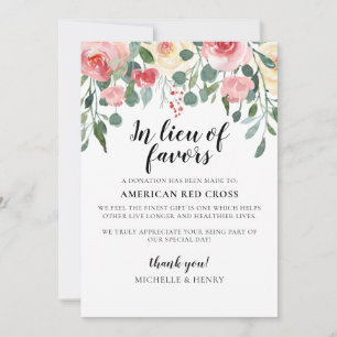 In Lieu of Favors Wedding Donation Sign Invitation